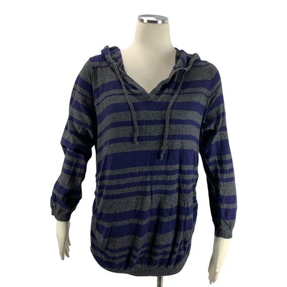Motherhood Maternity XL Sweater Hooded Striped Gra - Picture 1 of 6